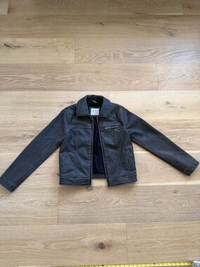 Hollister women’s faded Black Faux Leather Jacket - Classic Moto Style